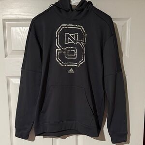 Adidas Grey Climawarm Hoodie with Camo NC State Block S Logo